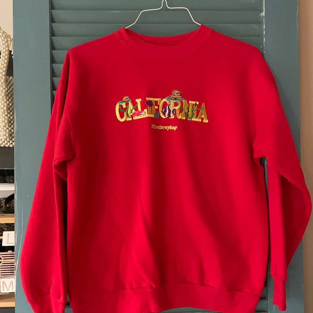 Hanes Comfort Blend CA Vintage Sweatshirt Crewneck Gold Nautical Embroidery